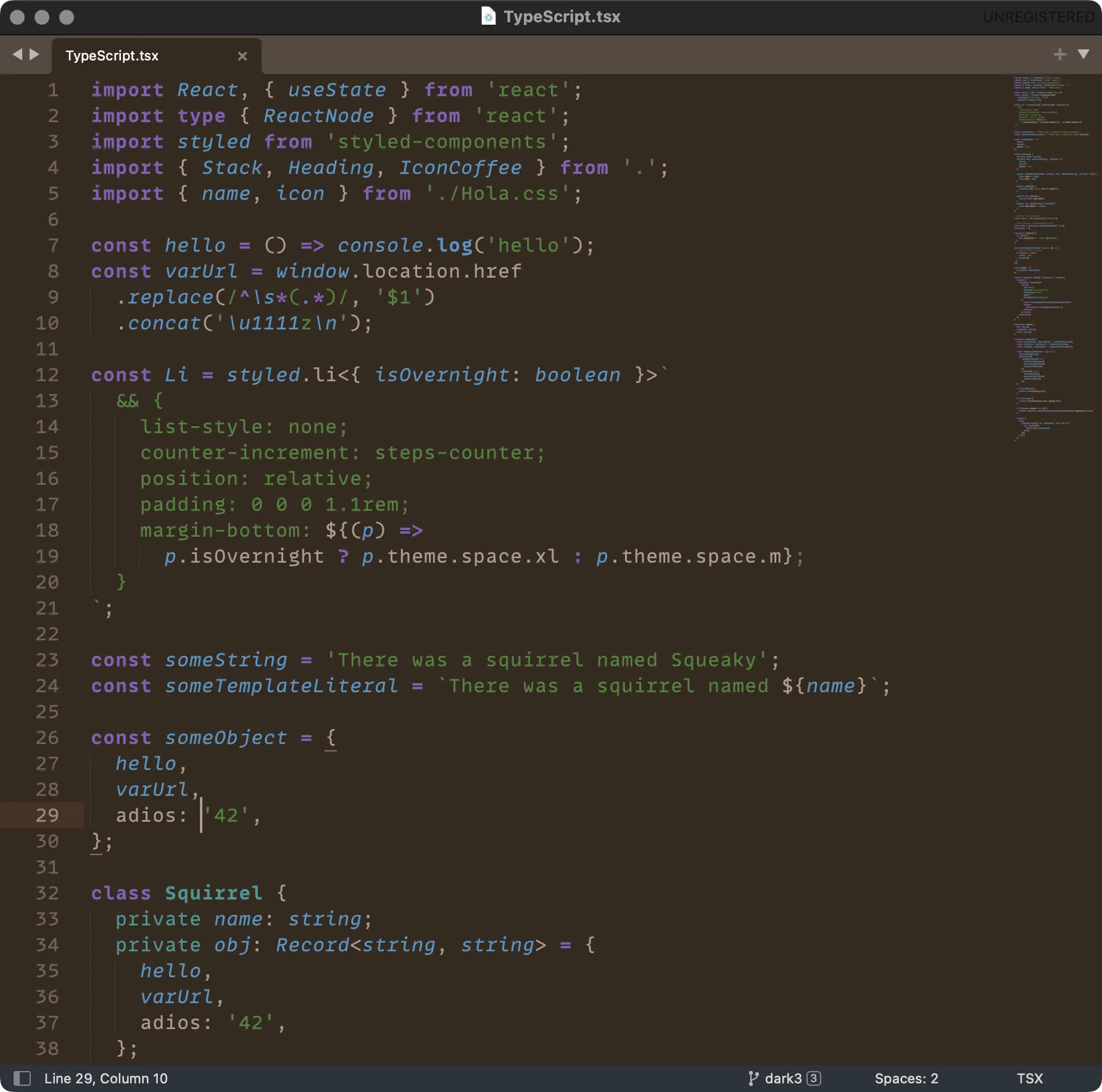 Squirrelsong Dark theme for Sublime Text