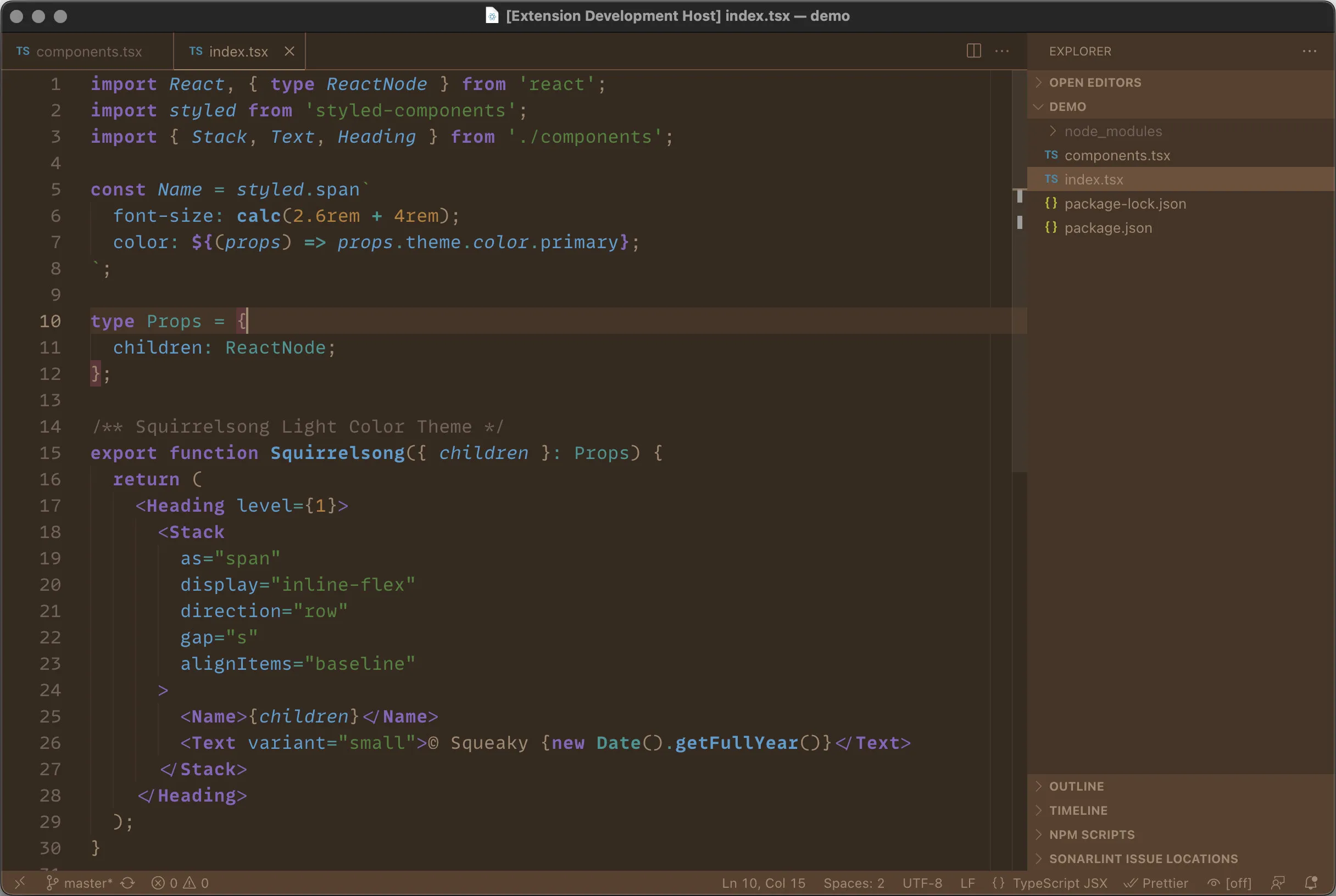 Squirrelsong Dark theme for Cursor