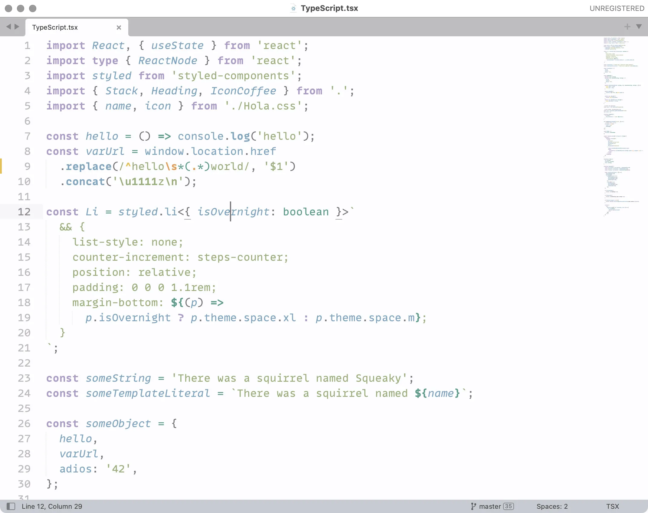 Squirrelsong Light theme for Sublime Text