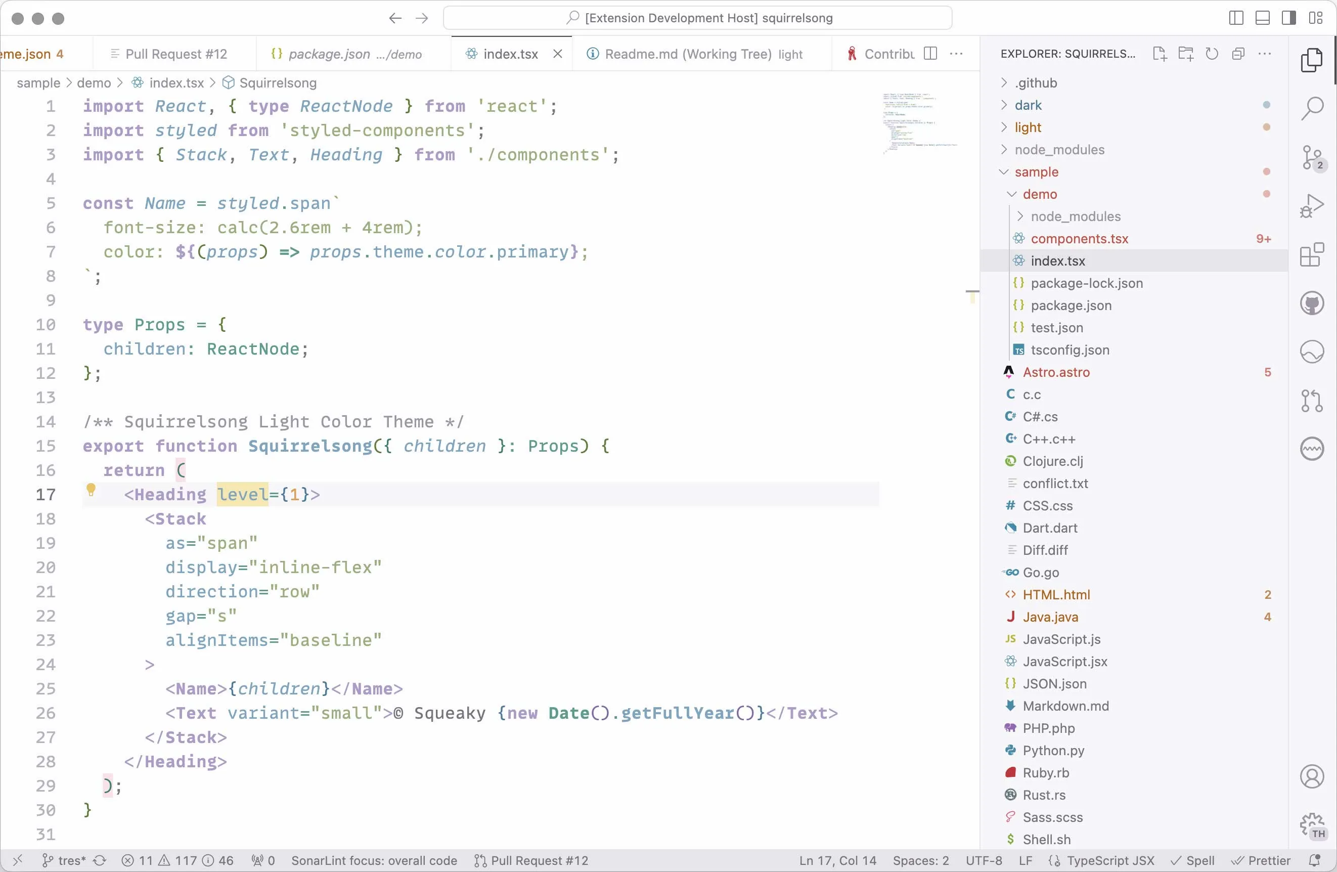 Squirrelsong Light theme for Cursor