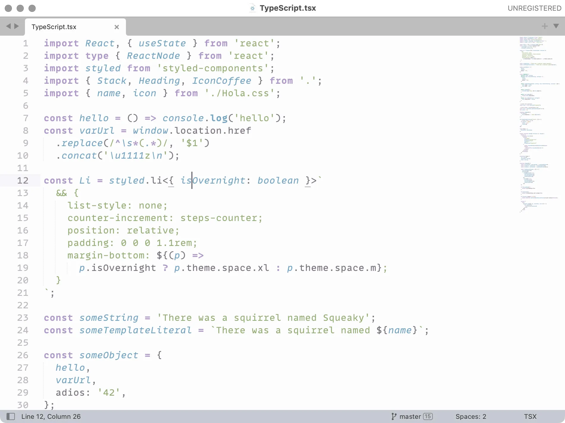 Squirrelsong Light theme for Sublime Text