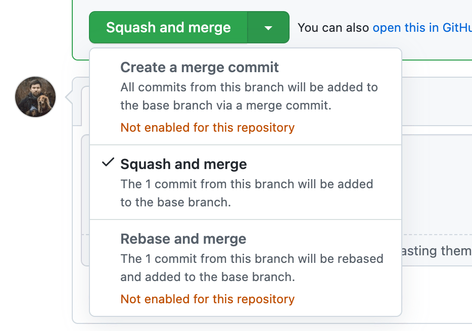 Squash and merge pull request on GitHub