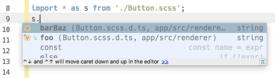 CSS Modules class names autocomplete in the editor